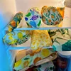 3PC/SET Environmental Organic Cotton Wax Cloth Replace Household Plastic Wrap Reusable and Washable Orange Pattern 5