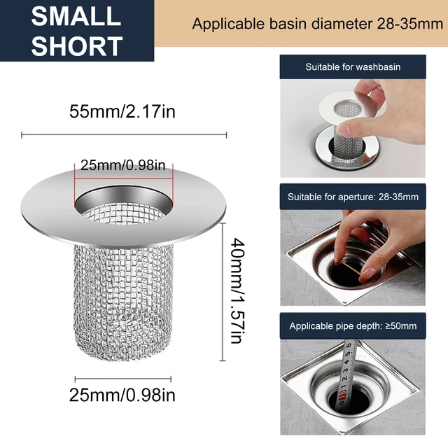 Multifunctional Steel Floor Drain Filter Mesh Basket Filter Hair Trap Bathroom Kitchen Sink Anti ...