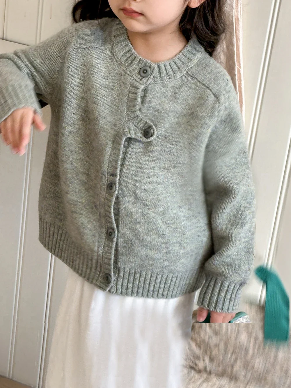 

Kid Sweater Knitted Cardigan Coat 2024 Spring New Boys and Girls with Long Sleeves Fashion Bottom Large Childrens Coat Top