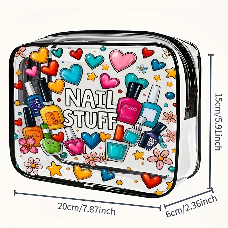1 Stück Transparente Make-up-Tasche Nagellack-Organizer Niedliche Reise-Kosmetiktasche Wasserdichte Durchsichtige Toilettentasche für den Sommerurlaub – Detail 4