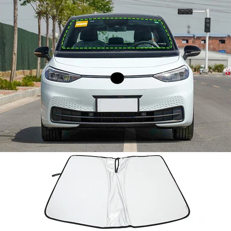 

For Volkswagen ID.3 2019-2024 Silver Tape Car Styling Car Front Windshield Anti-UV Sunshade Car Interior Protection Accessories