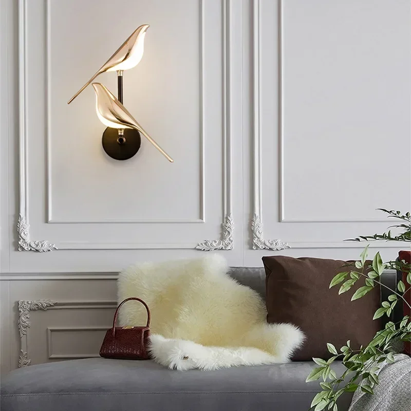 Creative LED Wall Lights Aluminum Alloy Magpie Bird Wall Sconces Home Indoor Bedside Lights Living Room Bedroom Decor Lamps