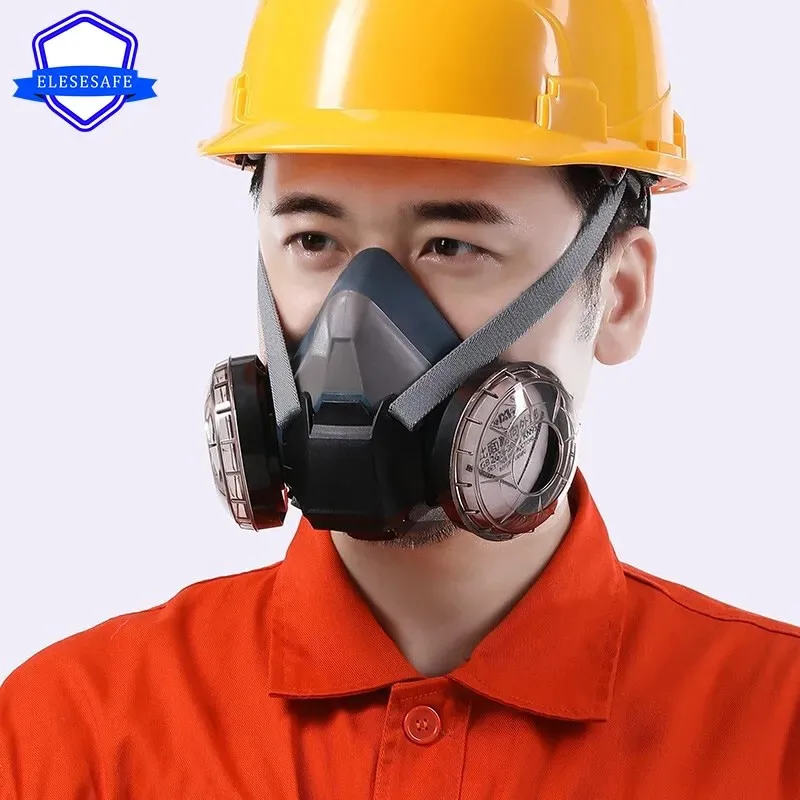 

6502 Dust Mask Half Face Dual Cotton Filters Dust Pollen Filtering For Polishing Pm2.5 Safety Protection Silica Gel Respirator