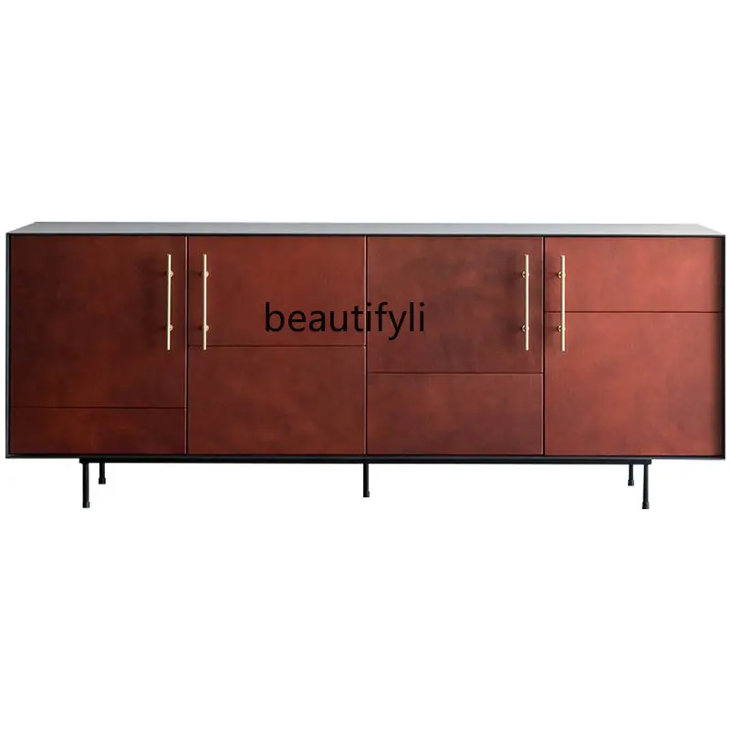 

Italian Minimalist Sideboard Cabinet Leather Minimalist Modern Light Luxury High-End Designer Restaurant Locker furniture