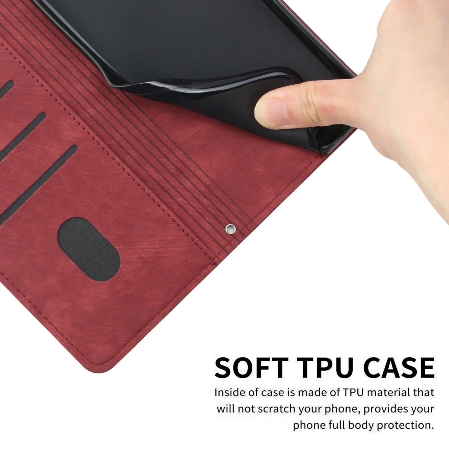 Geometric Line Art Leather Wallet Case with Card Holder