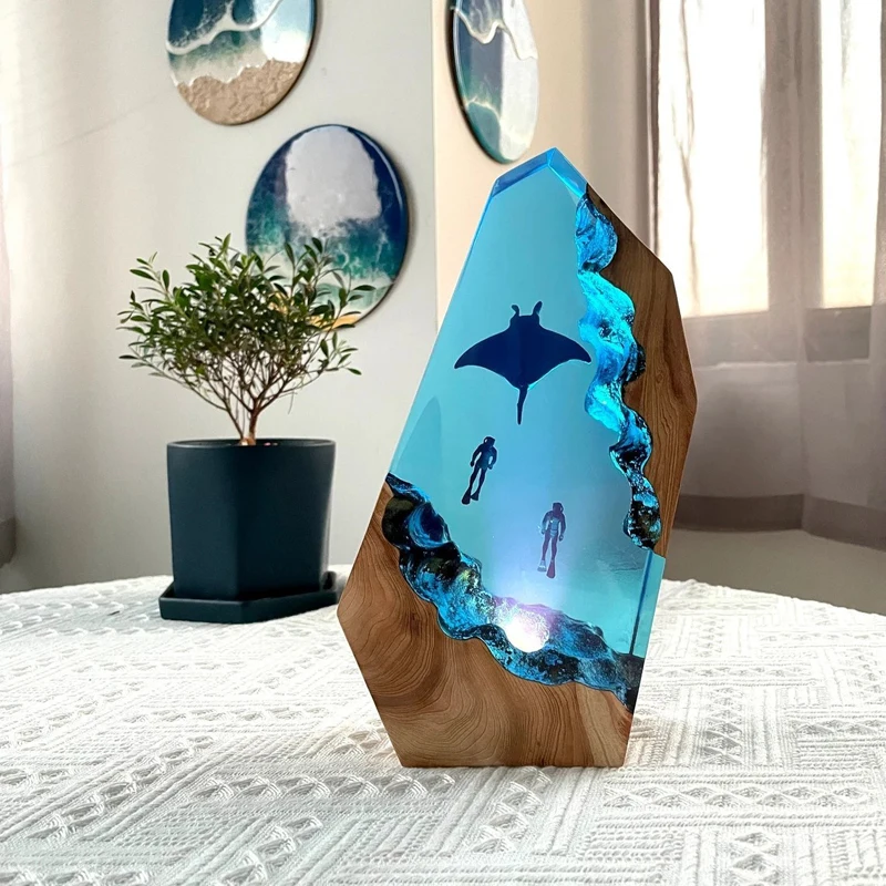 sea-world-organism-resin-table-light-creactive-art-decoration-lamp-bat-ray-divers-theme-night-light-usb-charge