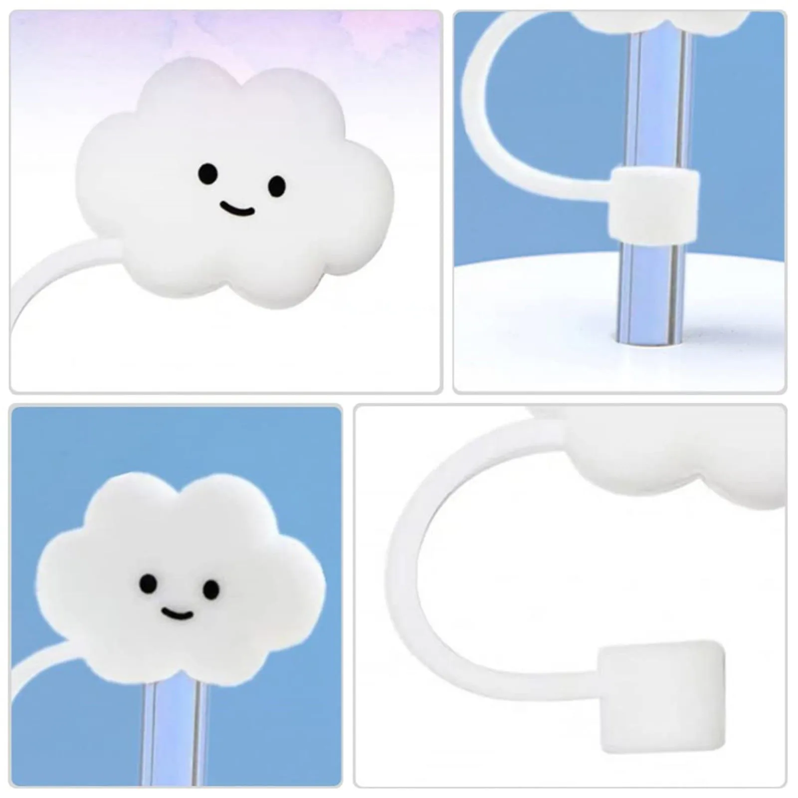 Dropship Cloud Straw Tip Covers Silicone Straw Tips Dust Cap