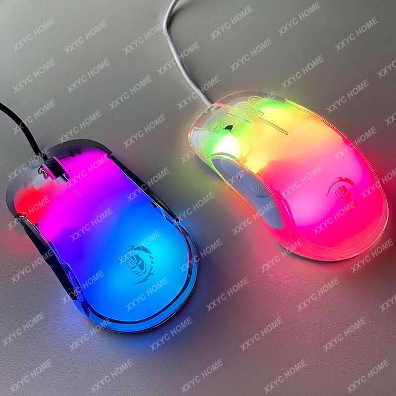 

Gaming Mouse for E-Sports Wired Colorful Transparent Crystal RGB Light Effect Computer Notebook Eating Chicken