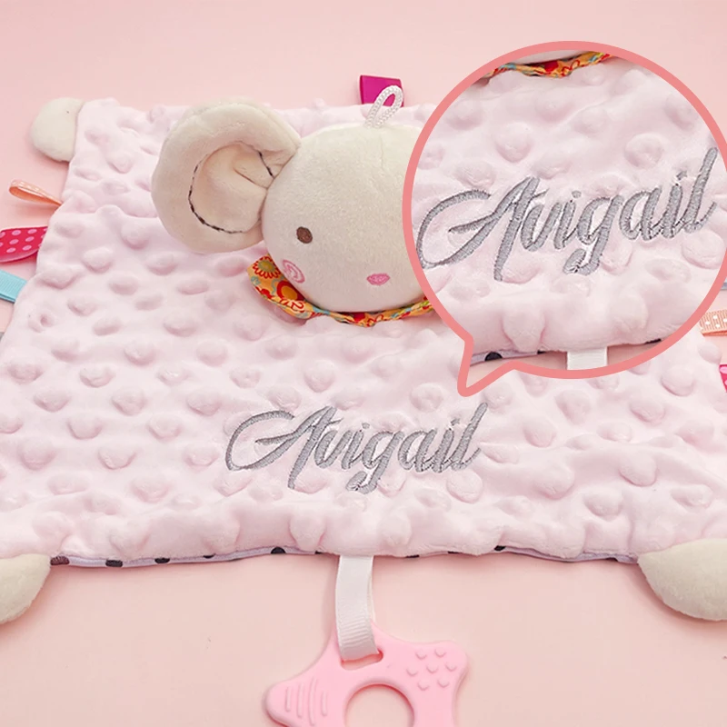 맞춤형 안전 인형 (베이비 샤워용) - 자수 이름과 동물 디자인으로 개인화, 첫 출산 선물로 이상적