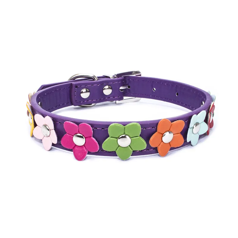 Collar con flores para mascotas, correa de piel sintética para perros, collar con cadena para gatos, correa para el cuello para animales pequeños, medianos y grandes, osito de peluche, chihuahua y pug