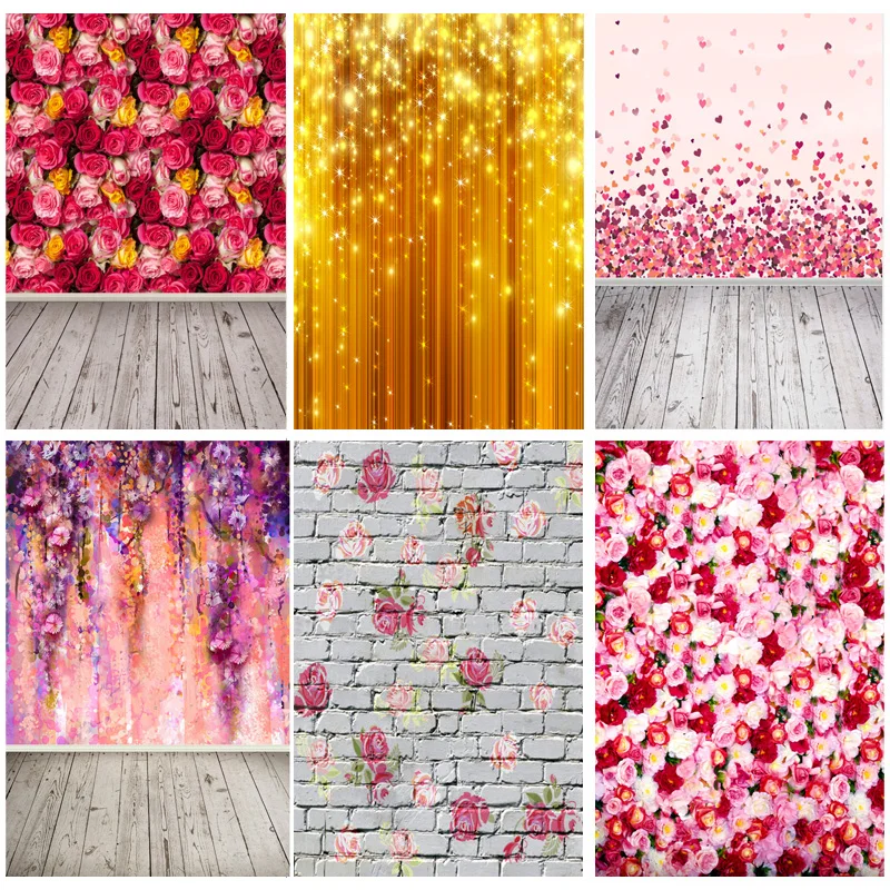 

Vinyl Custom Valentine Day Photography Backdrops Prop Love Heart Rose Wooden Floor Photo Studio Background 211215-07