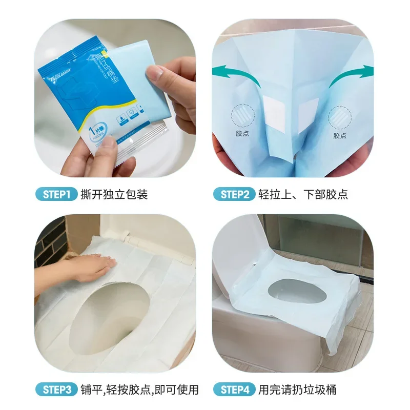 일회용 방수 변기 스티커, 풀 커버리지, 스틱 온, 욕실, 여행 필수품, 스퀘어, 팩당 10 개