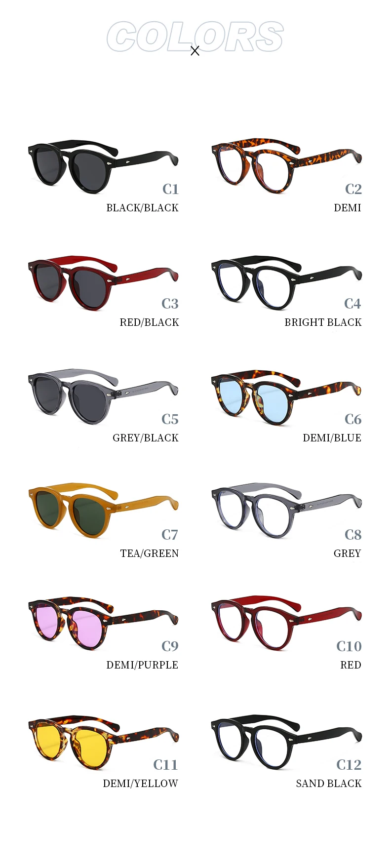 Schutzbrille Retro Kleine Runde Sonnenbrille Frauen Mode Reis Nagel Shades UV400 Männer Trend Candy Farbe Sonnenbrille – Detail 6