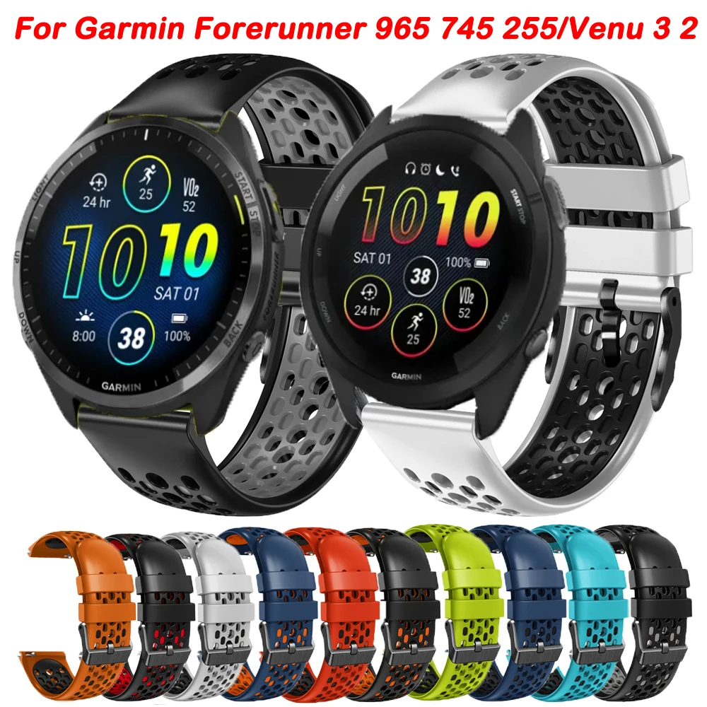 

22mm Watch Band For Garmin Forerunner 965 265 745 255 Music Bracelet Breathable Strap For Garmin Venu 2 3 Vivoactive 4 Watchband