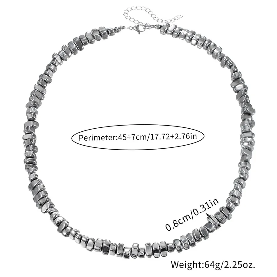 Hematite Stone Men Necklace Punk Accessories