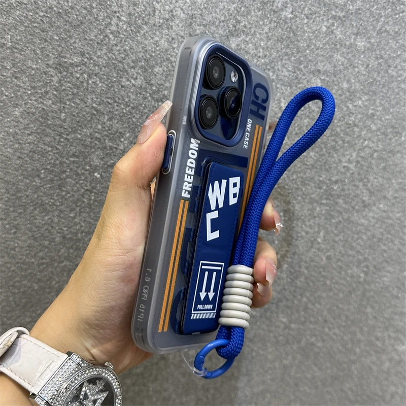 Luxury Fashion Soft Silicone Phone Case with Lanyard Holder and Wrist Strap