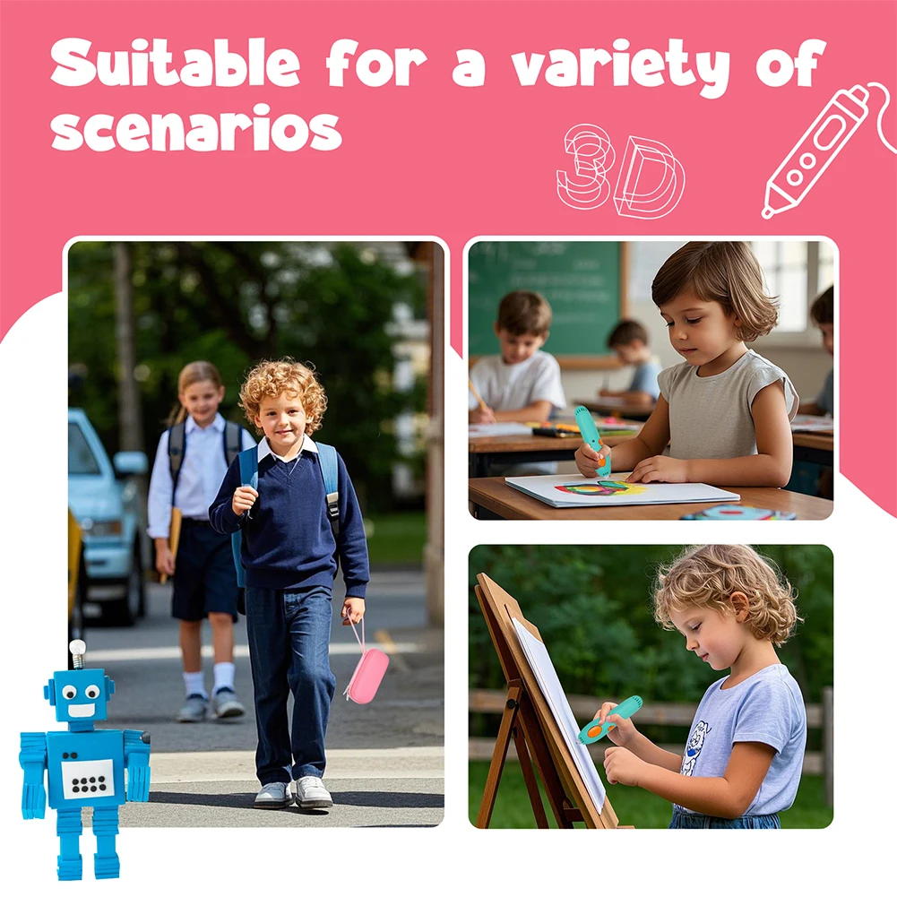3Doodler Start+ Essentials (2024) 3D 펜 세트용 휴대용 보관 가방, 프린팅 펜용 메쉬 포켓이 있는 충격 방지 휴대 가방