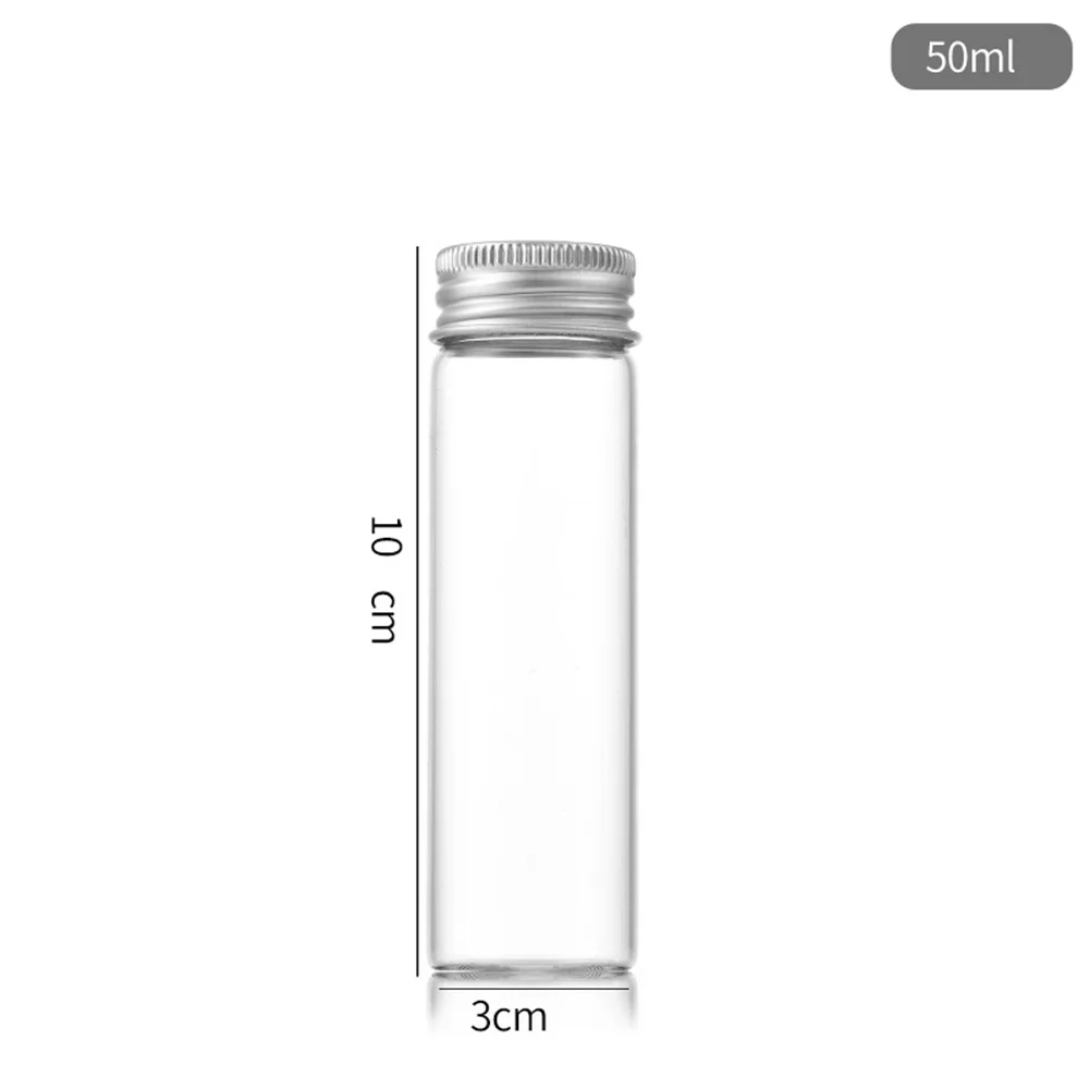 10/20/30/40/50ml Mini Transparent Glass Bottles Aluminium Cap Empty Sample Jars Storage Vials Liquid Containers Home Decor images - 6