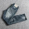 Italian Style Fashion Men Jeans Retro Blue Elastic Slim Fit Ripped Jeans Men Trousers Vintage Designer Casual Denim Pants Hombre 5