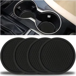 4pcs Universal Non-Slip Cup Coasters  Round Heat Insulation Mats Embedded In Ornaments Car Accessories Interior Silicone Gadget