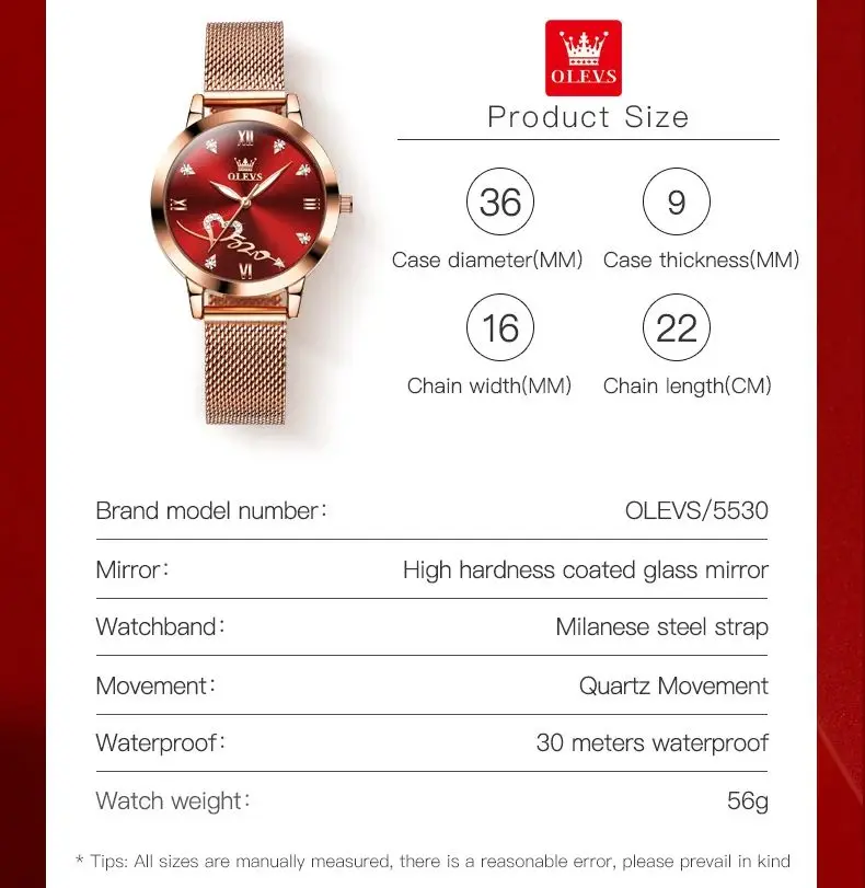 OLEVS 5530 Woman Watch Luxury Waterproof Quartz Ladies Dress Wristwatch Heart Shape Diamond Milanese Steel Strap Watch For Women