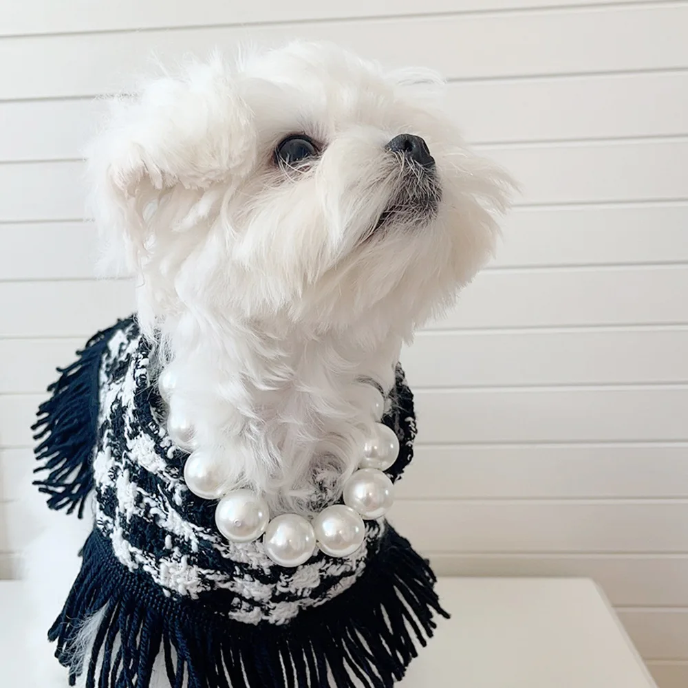 Imitation Pearl Big Dog Collar Lightweight Necklace for Large