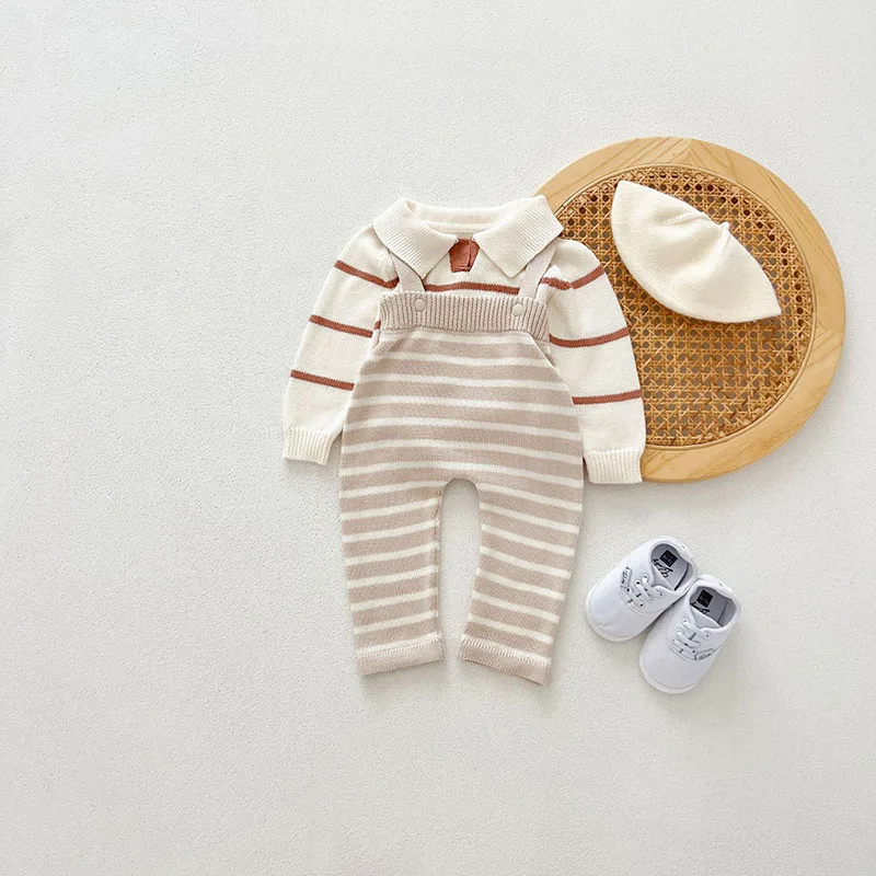 Cute Knitted Stripes Baby Girls Trousers