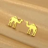Stainless Steel Ear Studs Desert Camel Earrings for Women Fashion Studs Men's Punk Black Natural Inspired Animal Lover Jewelry 1