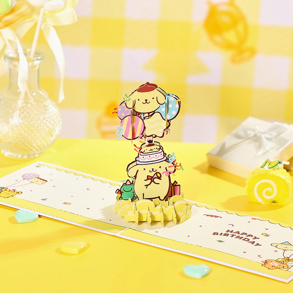 Pom Pom Purin 3D Greeting Card Birthday Card With Envelope Postcard Birthday Gifts Cartoon Kuromi Melody Pochacco HelloKitty
