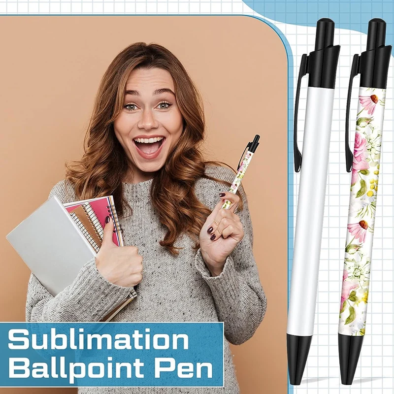 12Sets Sublimation Pens Blank Sublimation Ballpoint Pen With Shrink Wrap For Office School Stationery Supplies Easy To Use