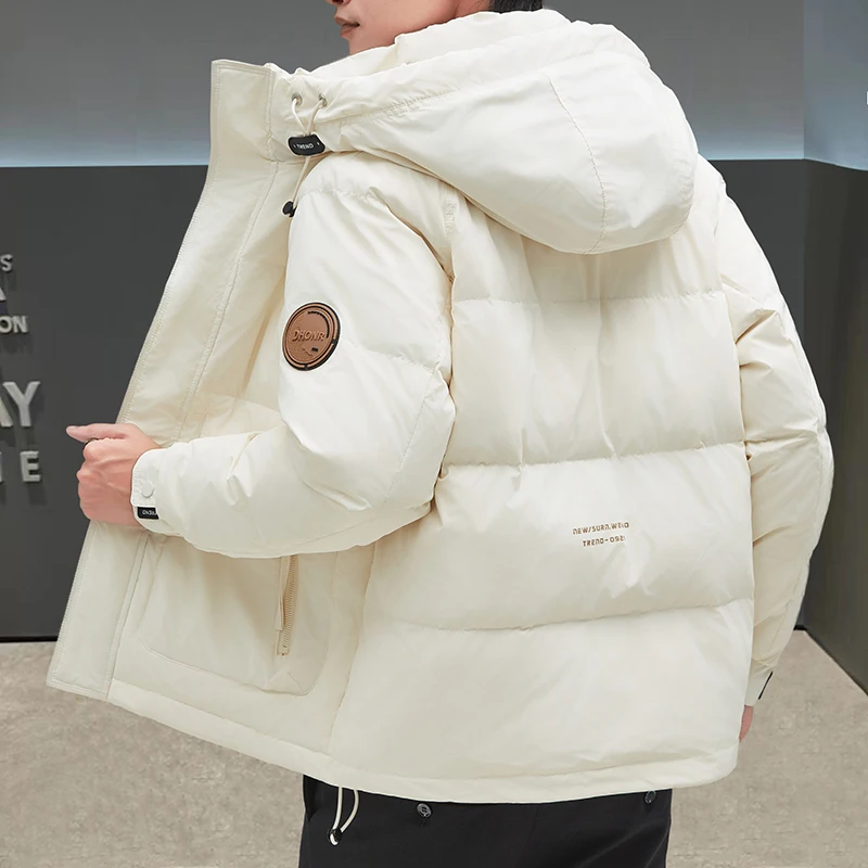 가을 겨울 신상 남성 하이킹 다운 재킷 후드 캐주얼 올매치 화이트 덕다운 코트 패션 편안한 아우터웨어 2025 트렌드