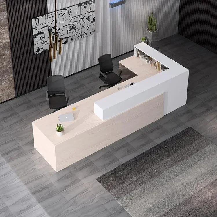 Commercial Luxury Style Design White Salon Reception Counter Front Desk Nail Lobby Reception Desk