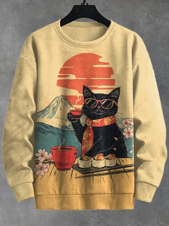 YOUOUSI Creative Funny Animal Cat 3D Printed Hoodie Men Street Novel