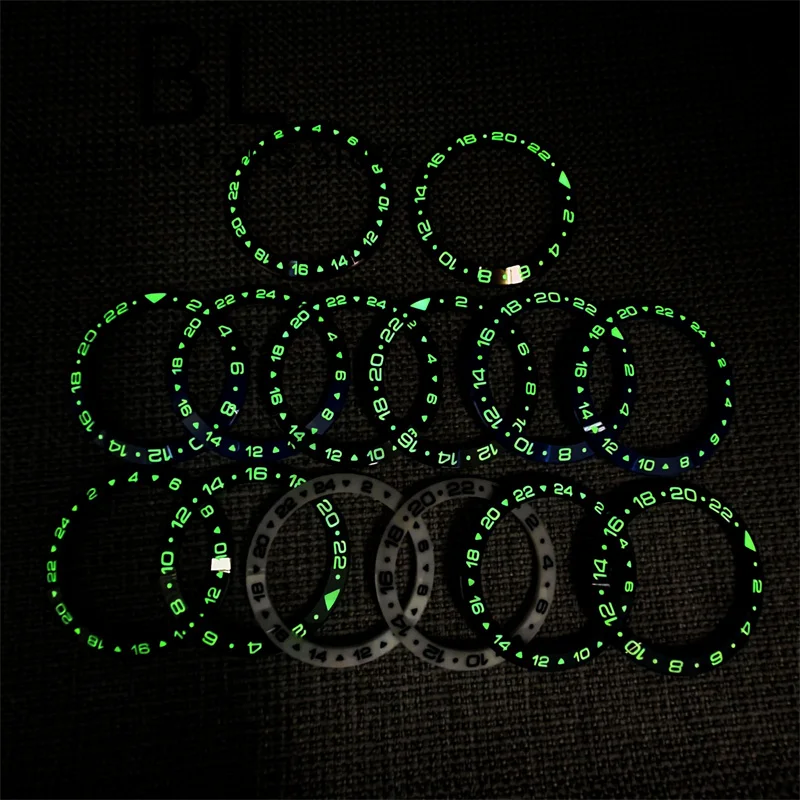 Ceramic Multi-Color GMT Watch Bezel with Green Luminous