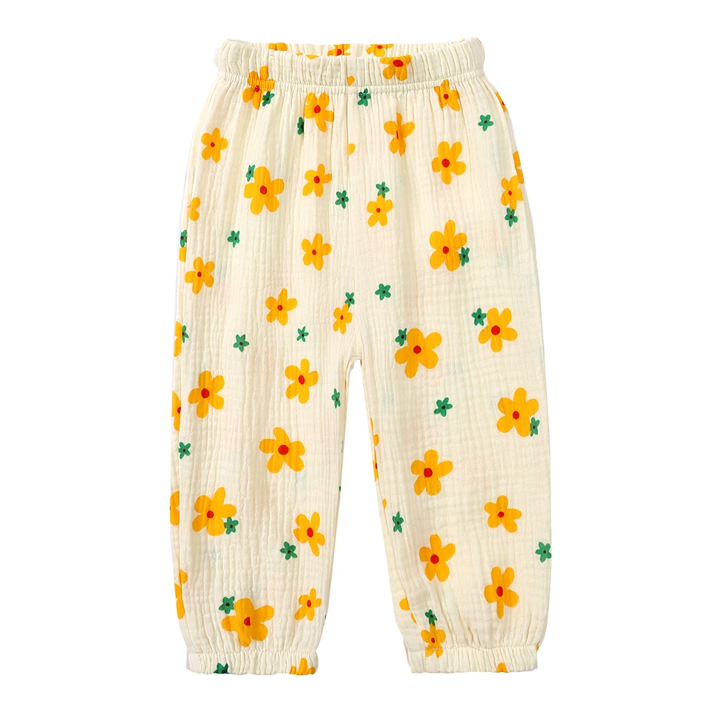 Sommer Kinder Leinen Hosen Solid Print Bär Cartoon Atmungsaktive Teenager Outfits Kleidung Koreanische Kinder Jungen Mädchen Casual Hosen – Detail 2