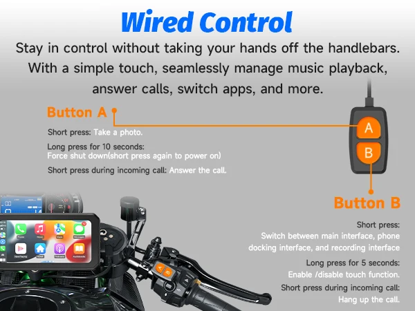 Spedal CL873 6.25" Multifunction Motorcycle GPS  Motorcycle Cameras wiht Carplay TPMS BT
