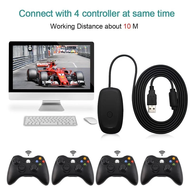 POINTERTECK Manette de Jeu Sans Fil Adaptateur PC Récepteur USB pour Xbox 360 Poignée Sans Fil POINTERTECK Manette de Jeu Sans Fil Adaptateur PC Récepteur USB pour Xbox 360 Poignée Sans Fil