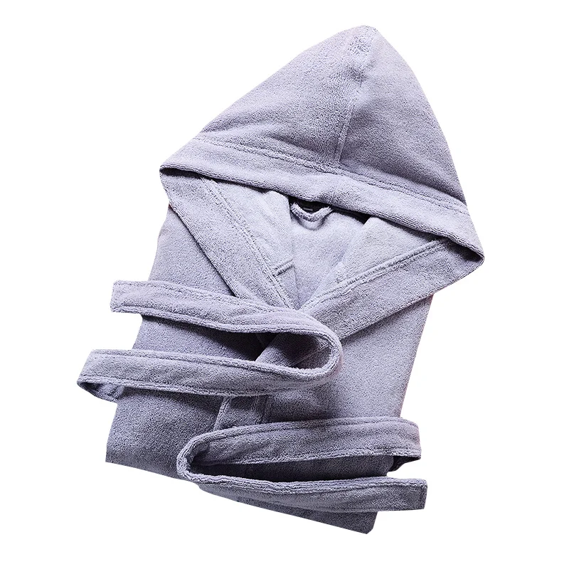 

Thick High Color Quality Solid Cotton Bathrobes Men Women Extend Long Hooded Terry Towel Winter Robes Warm Dressing Gown