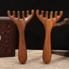 Deer Horn Head Noon Wood Massage Comb Improve Face Eye Circulation Five-Claw Scalp Massager Gua Sha Tool Back Scratcher Spa Tool 2