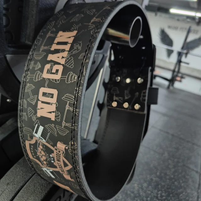 1 Pc Powerlifting Belt, Smooth PU Weightlifting Belt with No Pain No Gain & Power Bull, Gym Fitness Belt for Squat & Deadlift 2