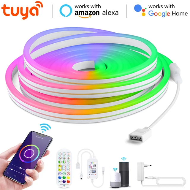 12V Tuya Smart Life RGB LED Neon Light 5M 3M 2M 1M WiFi LED Strip Neon Sign Tape Decoration Lamp Alexa Google Home with Remote