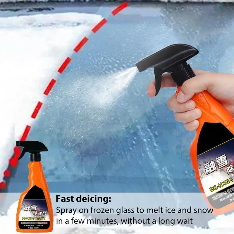 500ml Auto Windshield Deicer Spray Winter Deicer Spray Car Glass Rapid Thawing Antifreeze Liquid Water Spot Remover