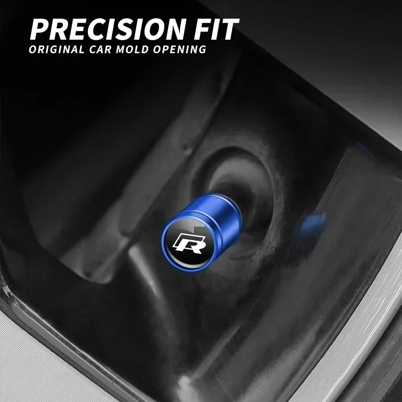 4Pcs 금속 자동차 휠 타이어 밸브 캡 VW 폭스바겐 GTI R Rline 골프 비틀 파사트 샤란 제타 용 방수 방진 커버
