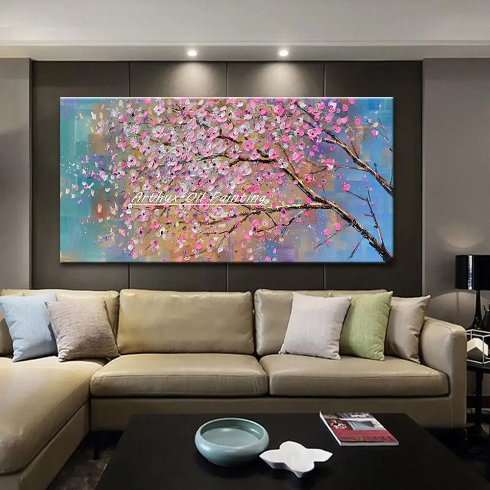 

Arthyx, ручная роспись, палитра ножей, деревьев, цветов, Масляные картины на холсте, современное искусство, Настенная картина для гостиной, спальни, украшение для дома