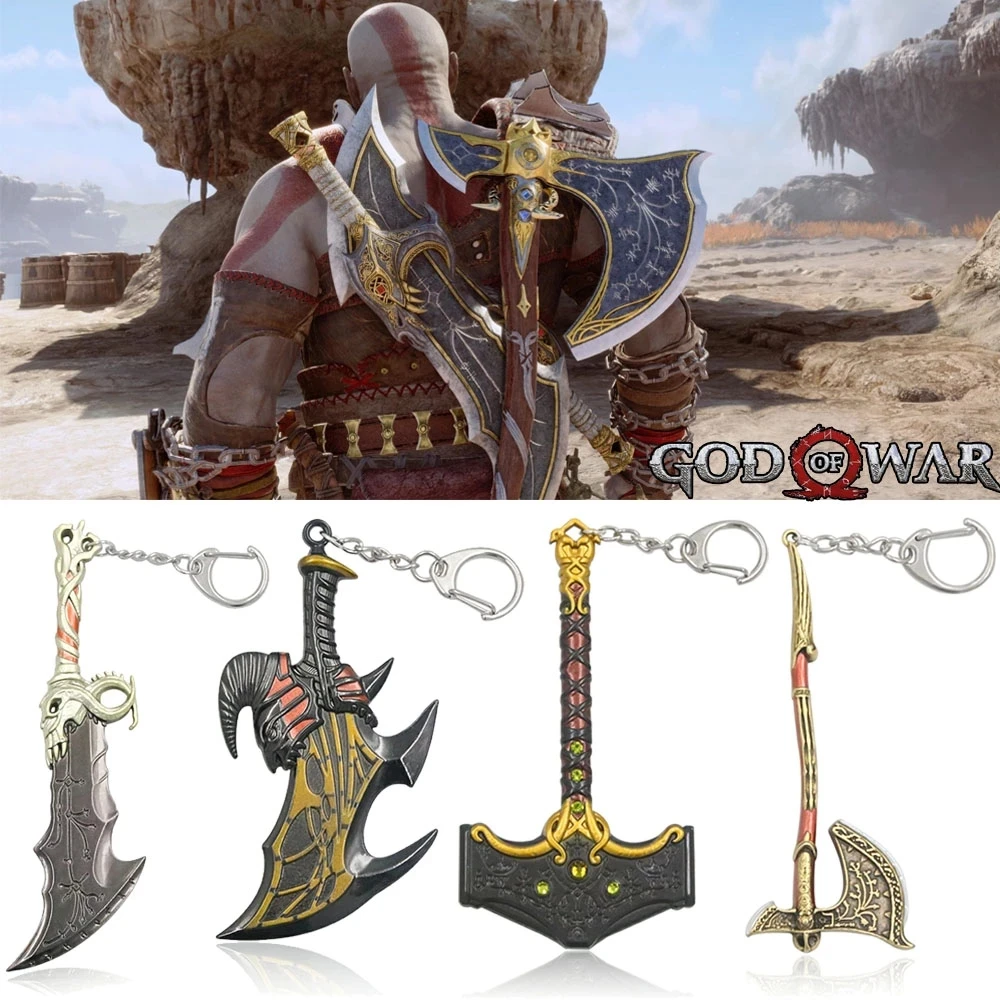 New God Of War Ragnarok Portachiavi Kratos Ares Thor'S Hammer Mjolnir Blades Of Exilight Leviatano Axe Arma Penant Portachiavi Gioielli