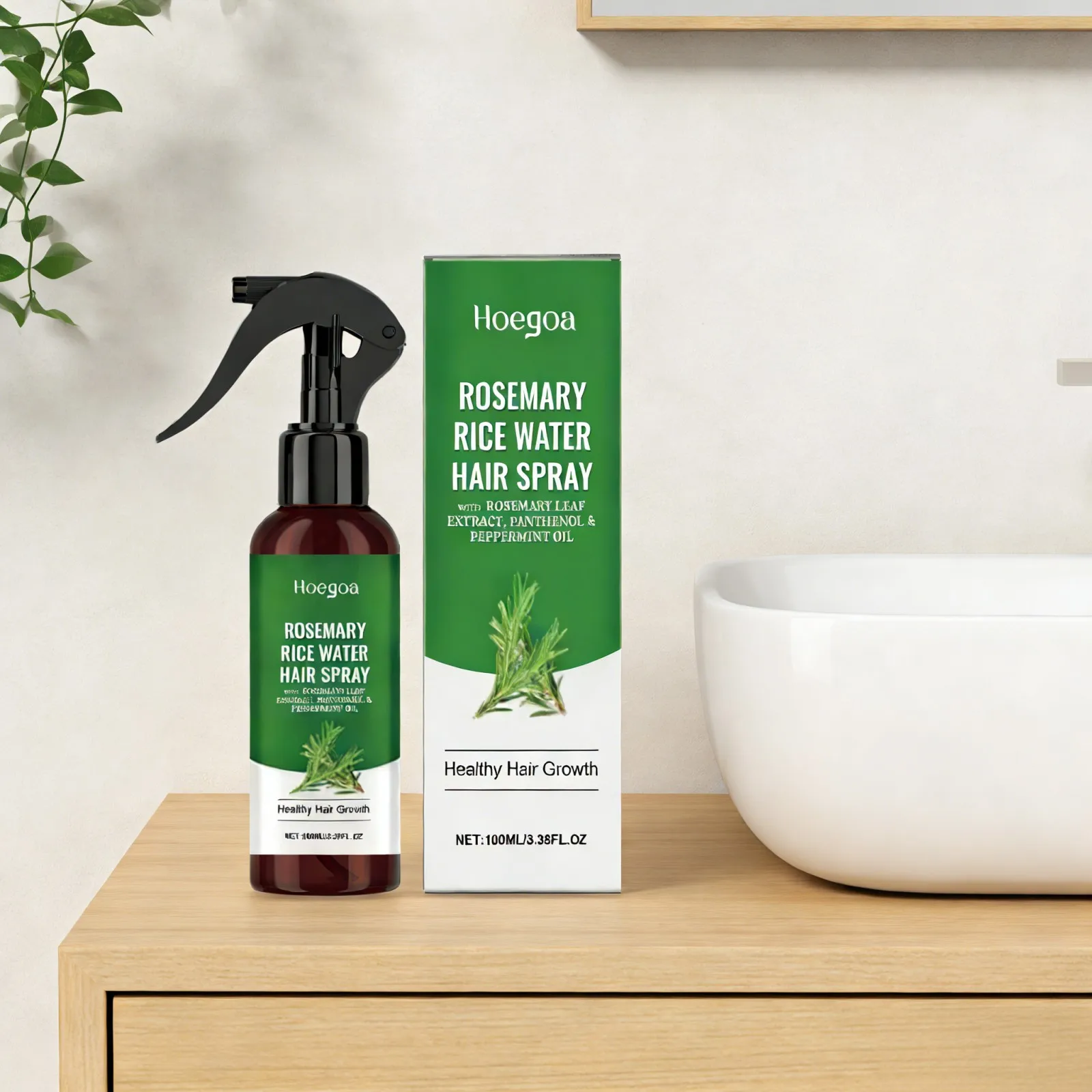 Spray per la Crescita dei Capelli al Rosmarino e Acqua di Riso, Siero Rinforzante per Radici con Olio di Menta Piperita per il Trattamento della Caduta dei Capelli e la Ricrescita - immagine 2