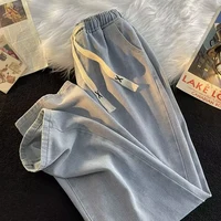 Loose Straight Leg High Street Jeans Men Casual Pure Color Versatile Teenagers Wide Leg Jeans Spring Autumn Faion