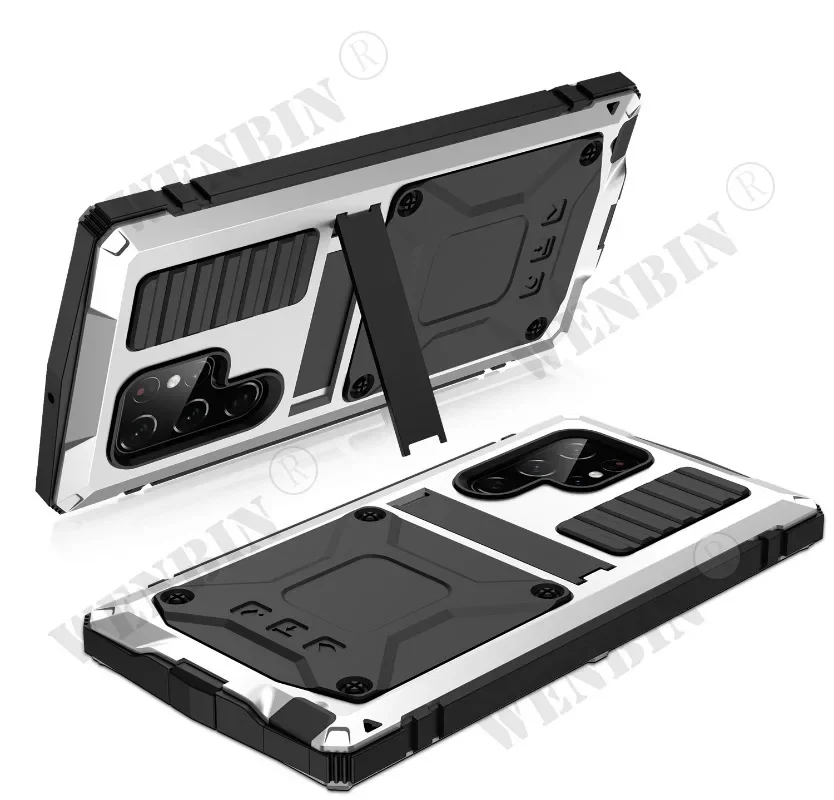 Luxury Case For Samsung S24 S23 S22 S20 Ultra Plus Z Fold 4 Z Flip 4 Rugged Armor 360 Full Phone Metal Aluminum Shockproof Cover