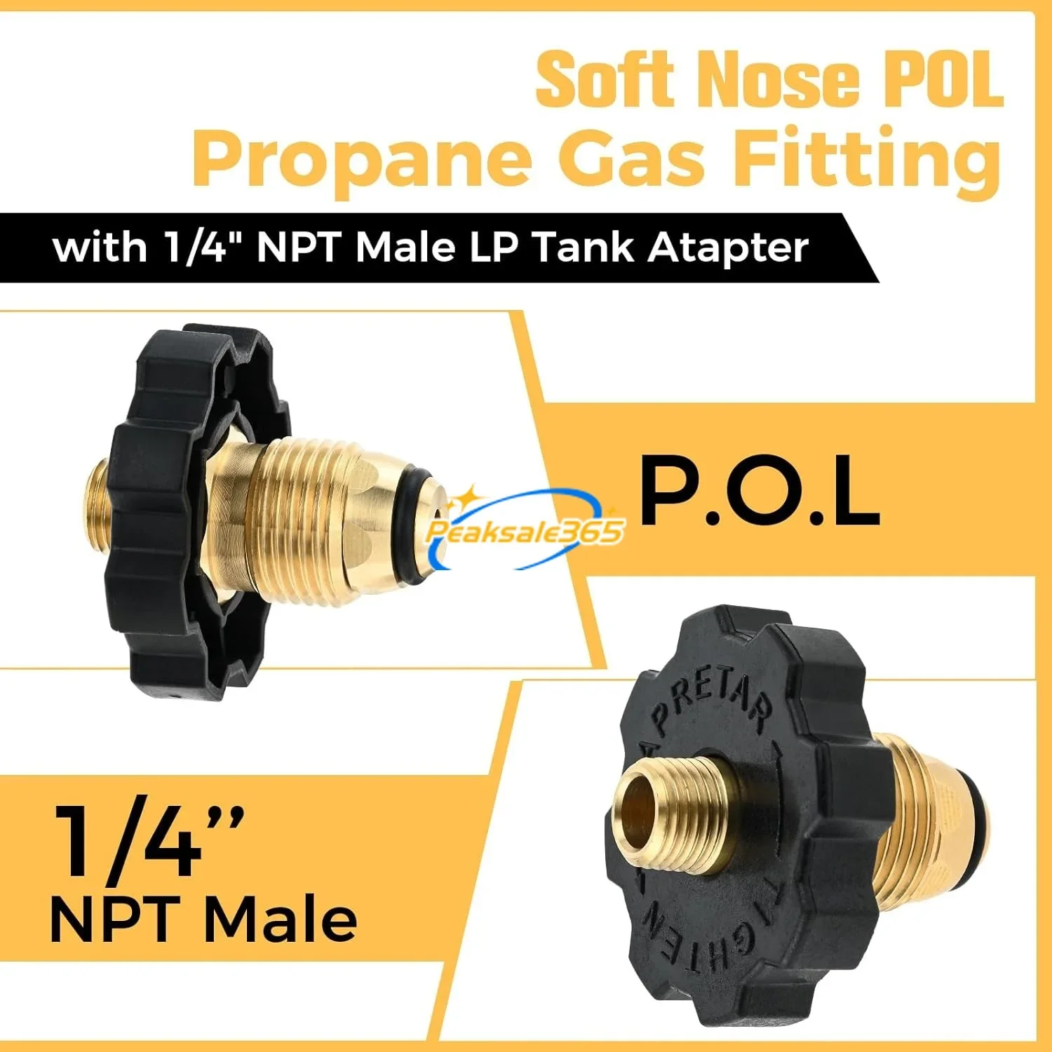 1/4 In NPT Propane Appliance Extension 5feet High Pressure Hose Soft Nose POL Fitting Brass Pipe Coupler Tank Adapter Fire Pit