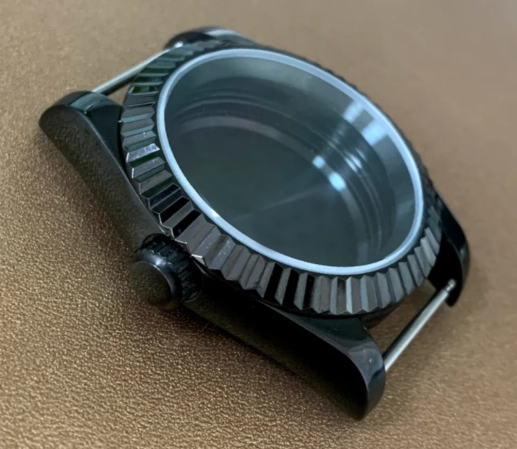 39mm PVD Stainless Steel Black Watch Case for NH35/36 Movement